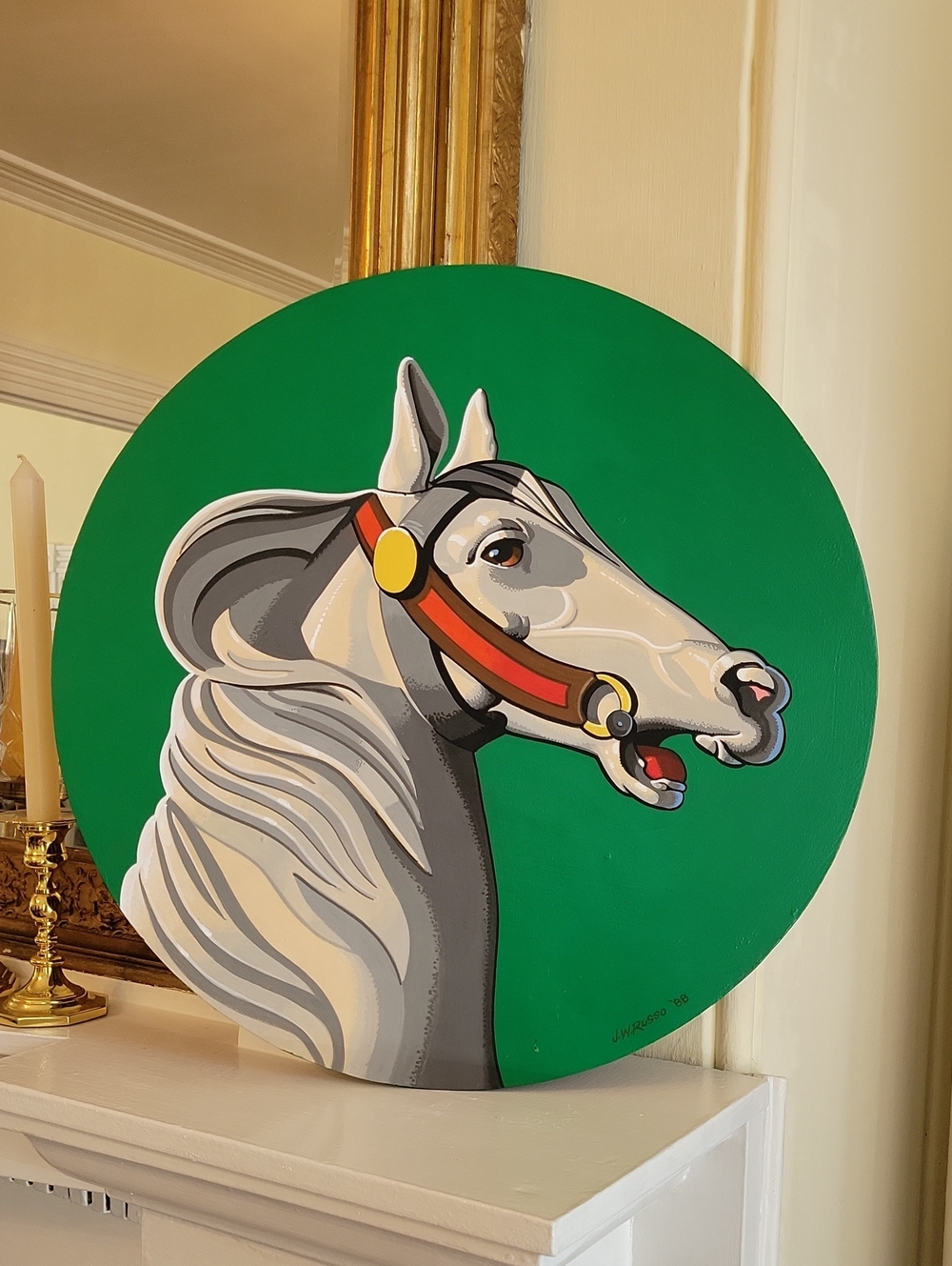 Vintage Painted Horse On Wood